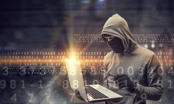 Hálózati biztonság és adatvédelem bűnözés. Vegyes technika Stock Fotó