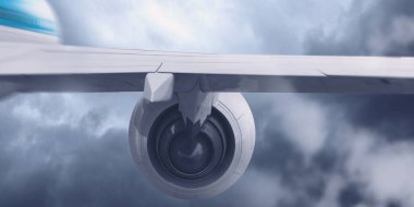 Uçağın gökyüzünde kapatın. Karışık teknik