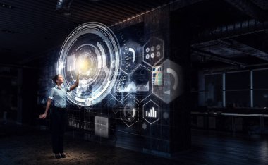 İşkadını ofisinde. Karışık teknik