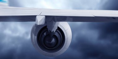 Uçağın gökyüzünde kapatın. Karışık teknik