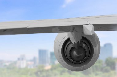 Uçağın gökyüzünde kapatın. Karışık teknik