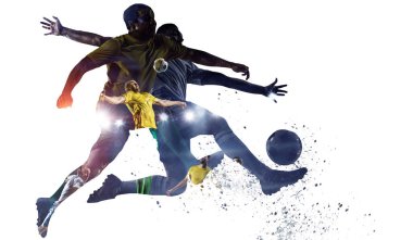 Futbol oyun arka plan. Karışık teknik