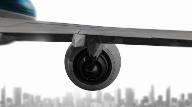 Uçağın gökyüzünde kapatın. Karışık teknik