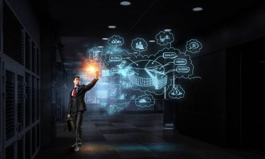 Geç geceye kadar çalışma. Karışık teknik