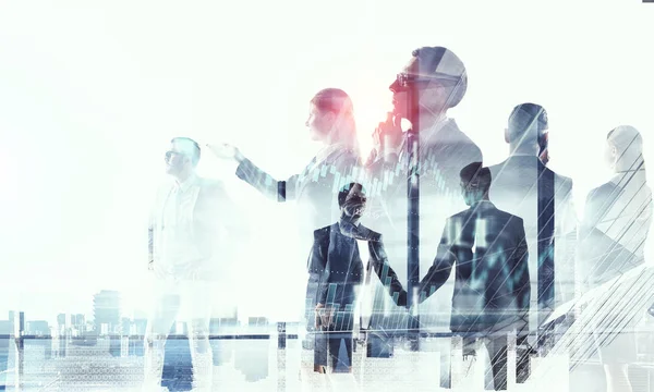 Business partnership e concetto di successo. Mezzi misti — Foto Stock