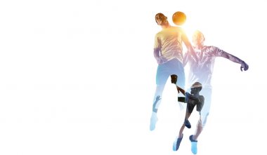 Futbol oyun arka plan. Karışık teknik