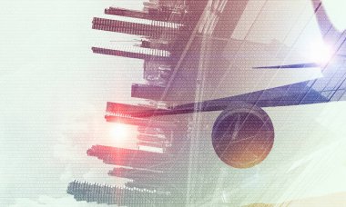 Uçak gökyüzünde. Karışık teknik