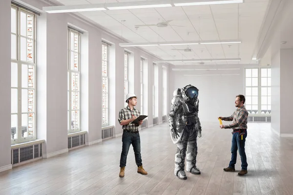 Uzay giysisi tasarım. Karışık teknik