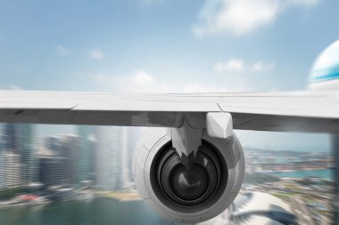 Uçağın gökyüzünde kapatın. Karışık teknik