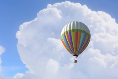 Aerostat gün gökyüzünde yüzen. Karışık teknik