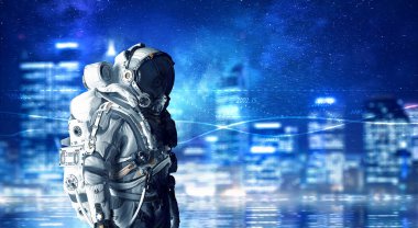 Uzay giysisi tasarım. Karışık teknik