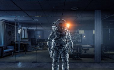 Uzay giysisi tasarım. Karışık teknik