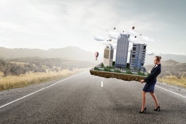 Kadın mühendis ve onun projesi. Karışık teknik