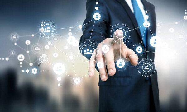 Социальная связь и общение. 3D рендеринг
