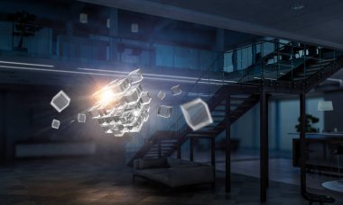 Modern ofiste küp. Karışık teknik