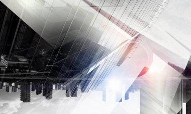 Uçak gökyüzünde. Karışık teknik