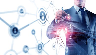 Sosyal bağlantı ve ağ. Karışık teknik