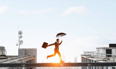 Korkusuz işadamı üstesinden zorluk. Karışık teknik