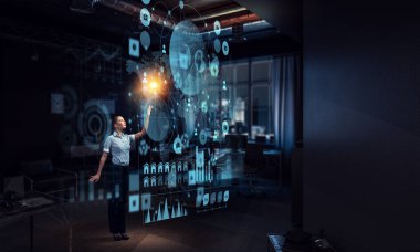 İşkadını ofisinde. Karma ortam. Karışık teknik