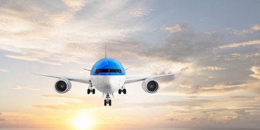 Uçak gökyüzünde. Karma ortam. Karışık teknik