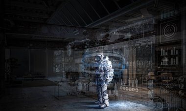 Uzay giysisi tasarım. Karma ortam. Karışık teknik