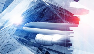 Uçak gökyüzünde. Karışık teknik