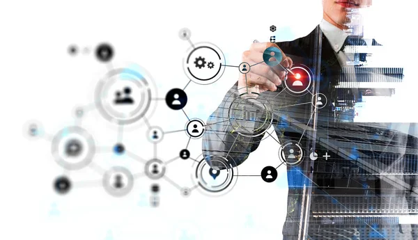 Sosyal bağlantı ve ağ. Karışık teknik