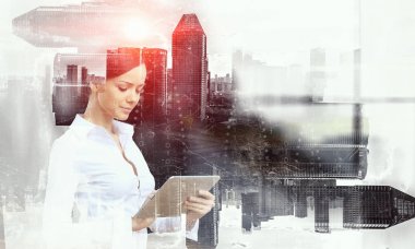 Zarif kadın kullanım tablet. Karışık teknik