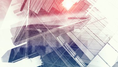 İş şehir arka plan. Karışık teknik