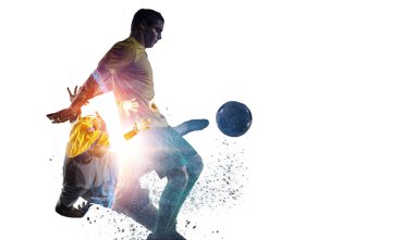 Futbol oyun arka plan. Karışık teknik