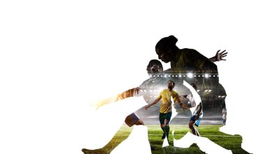 Futbol oyun arka plan. Karma ortam. Karışık teknik