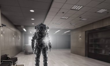 Uzay giysisi tasarım. Karışık teknik