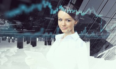 Zarif kadın kullanım tablet. Karışık teknik