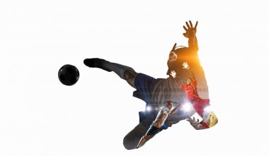 Futbol oyun arka plan. Karma ortam. Karışık teknik