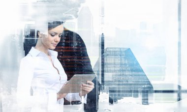 Zarif kadın kullanım tablet. Karışık teknik