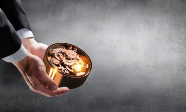 Saat içinde palmiye. Karışık teknik