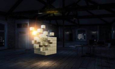 Modern ofiste küp. Karışık teknik