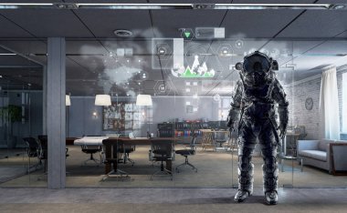 Uzay giysisi tasarım. Karışık teknik