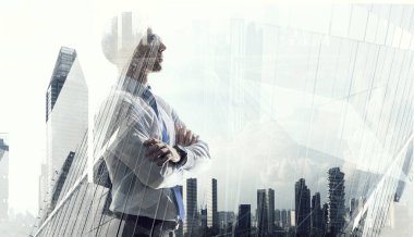 Zarif işadamı uzağa arıyorsunuz. Karma ortam. Karışık teknik