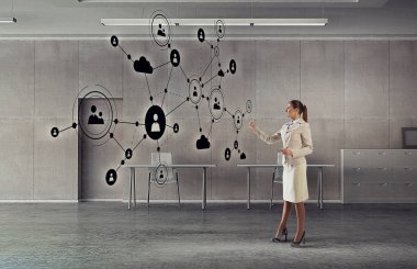 Çekici iş kadını. Karışık teknik