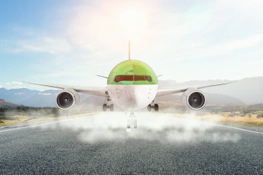 Uçak gökyüzünde. Karışık teknik