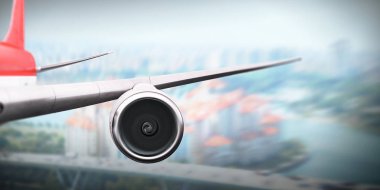 Uçağın gökyüzünde kapatın. Karışık teknik