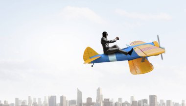 Havacı çizilmiş uçak. Karışık teknik