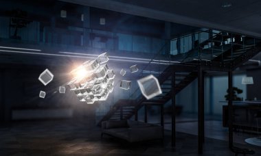 Modern ofiste küp. Karma ortam. Karışık teknik