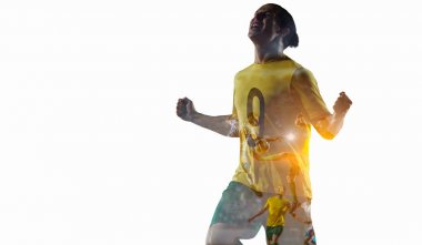 Futbol oyun arka plan. Karışık teknik