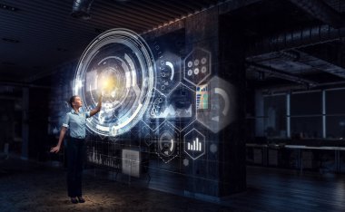 İşkadını ofisinde. Karışık teknik