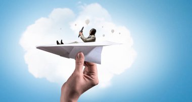 Pilot olmayı hayal. Karma ortam. Karışık teknik