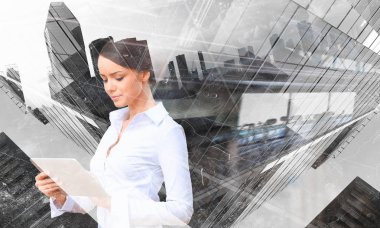 Zarif kadın kullanım tablet. Karışık teknik