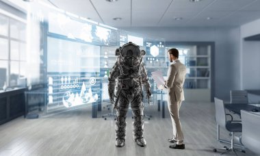 Uzay giysisi tasarım. Karma ortam. Karışık teknik