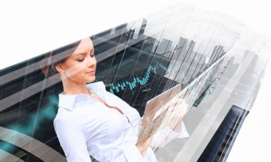 Zarif kadın kullanım tablet. Karışık teknik